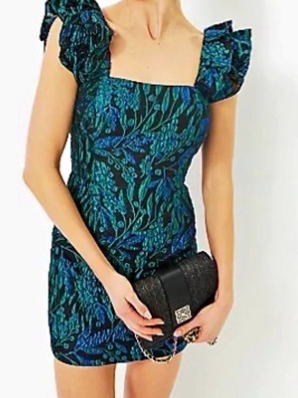Lilly Pulitzer Floral Mini Dress in Blue & Black Size 14 Like New